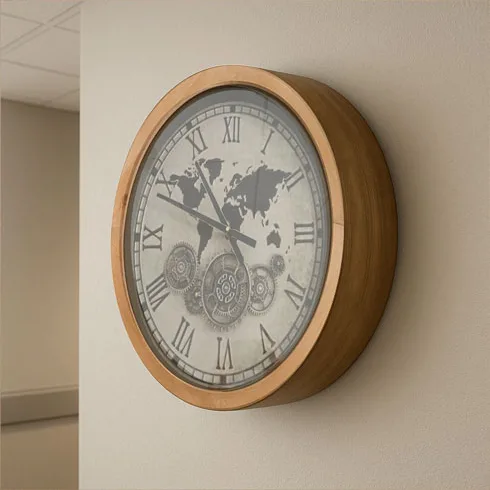 MC029 Zidni sat s vintage mehanizmom i kartom svijetaimg2